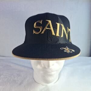 Reebok New Orleans Saints Spelled Out Team Fitted 7 1/8 Hat Cap Black